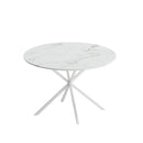 47.24" Modern Cross Leg Round Dining Table, White Marble Top Occasional Table, Two Piece Removable Top, Matte Finish Iron Legs
