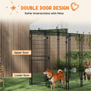 7.8' x 6' Dog Kennel Outdoor with Waterproof Cover, Dog Playpen for Extra Large Dogs with Two Part Door Design, Silver