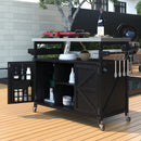 K&K Outdoor Kitchen Island with Rolling Bar Cart and Storage Cabinet