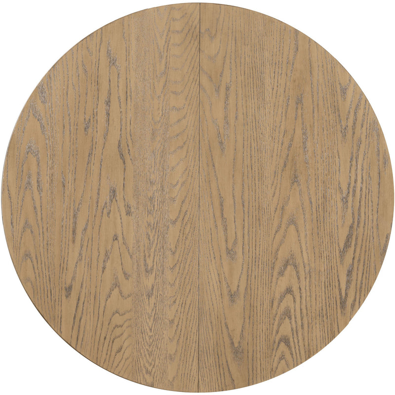 5-Piece Farmhouse Dining Table Set Wood Round Extendable Dining Table and 4 Upholstered Dining Chairs (Oak Natural Wood + Antique White)