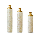 3 Piece Home Decoration Large Glazed Floor Vases - Gold / White by HouseOfZazla