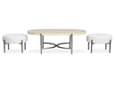 Jennings Transitional Oval Cocktail Table With Two Gray Ottomans