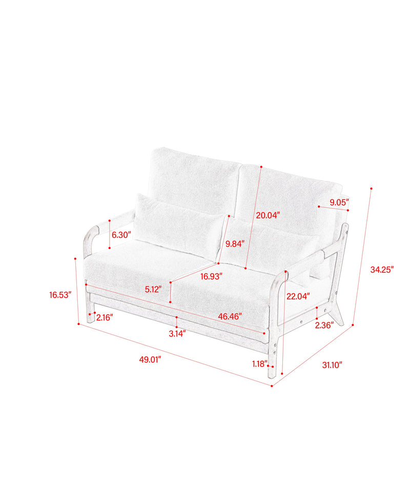 49.01"Modern Teddy Fabric Loveseat,Wood Frame Sofa for Living Room