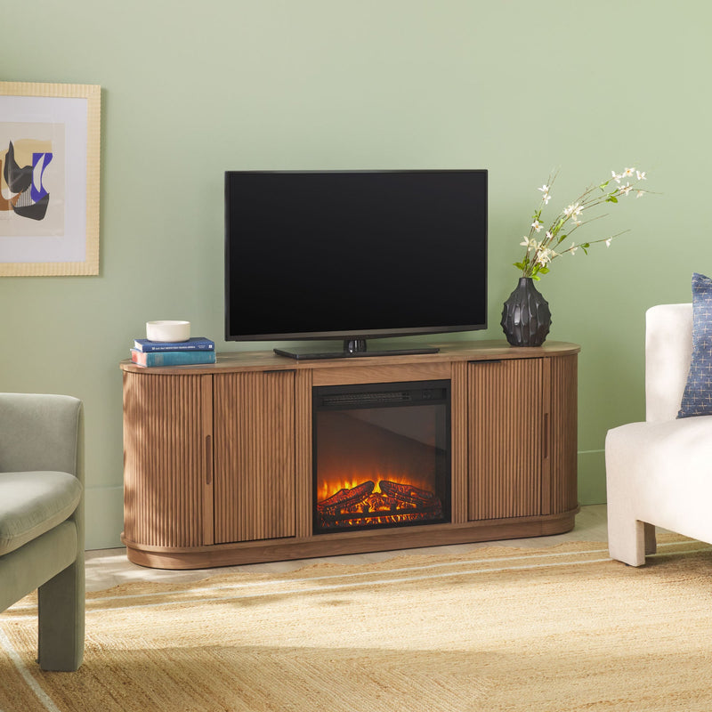 Chloe Modern Scandinavian Reeded Fireplace TV Stand