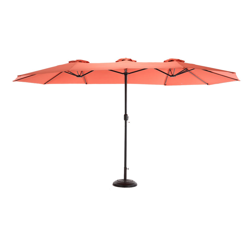 14.8 Ft Double Sided Outdoor Umbrella Rectangular Large with Crank (Orange)