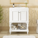 Modern Bathroom Vanity With Sink, Rectangular Cabinet With Open Shelf And Closed Storage