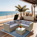 4 Piece Patio Sectional Wicker Rattan Outdoor Furniture Sofa Set With Storage Box by HouseOfZazla