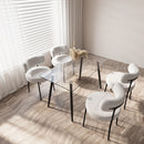 Modern Minimalist Rectangular Glass Dining Table With Tempered Glass Top Metal Legs, For 4 - 6 - Transparent by HouseOfZazla