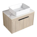 30" Modern Design Float Bathroom Vanity With Ceramic Basin Set, Wall Mounted White Oak Vanity With Soft Close Door, KD-PackingD-Packing Pieces