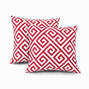 6 Pack Outdoor Pillow Covers - Red Greek Key