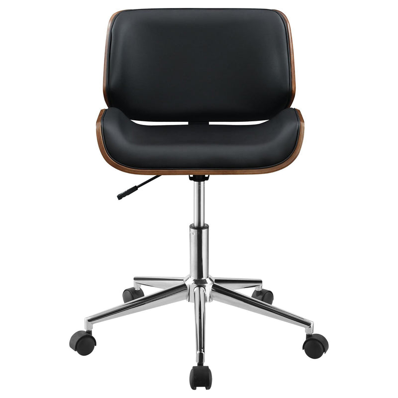 Walker Edison | Faux Leather with Wood Swivel Office Chair