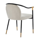 Modern Upholstered Dining Chair With Sleek And Design Fabric And Metal (Set of 2) - Beige / Black