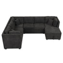 U-Shaped Sectional Sofa Pull Out Sofa Bed With Two USB Ports, Two Power Sockets, Three Back Pillows And A Storage Chaise For Living Room by HouseOfZazla