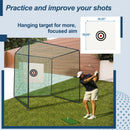 Golf Practice Net Cage With Metal Frame Hitting Net Kit Indoor Outdoor - Black by HouseOfZazla