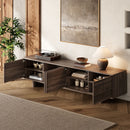 TV Stand For TVs Up To 85", Entertainment Center, Cable Management, Push Openers, Soft Closing Hinges & Adjustable Shelves - Dark Brown by HouseOfZazla
