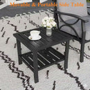 Square 2 Tier All-Weather Outdoor Side Table With Slatted Top