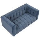 63" Modern Sofa Dutch Fluff Upholstered sofa with solid wood legs, buttoned tufted backrest,blue
