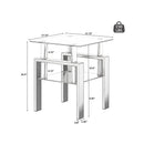 Modern Tempered Glass Tea Table, End Square Table For Living Room (Set of 2) - Black by HouseOfZazla