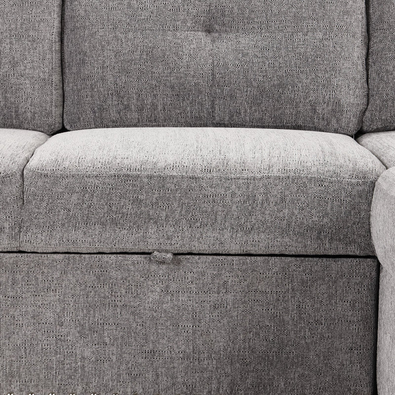 83.8" Reversible Sectional Pull-Out Sofa Bed L-Shaped Corner Sofa Couch with Storage Chaise, USB Ports, Power Sockets, Cup Holder for Living Room, Bedroom, Study,Light Gray