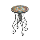 Round Ceramic Outdoor Side Table, Colorful + Black by HouseOfZazla