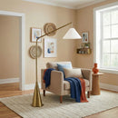 Lisbon - Floor Lamp With On / Off Switch Coned Base Hanging Shade - Antique Brass / White by HouseOfZazla
