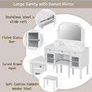 Elegant Makeup Vanity Desk With Adjustable Mirror And Storage And Construction - White by Unique Piece Furniture