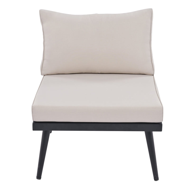 6-Piece Outdoor Sectional Sofa Set with Round Nesting Coffee Tables and Seating Sofa with Cushions for Patio, Porch and Garden (Beige)