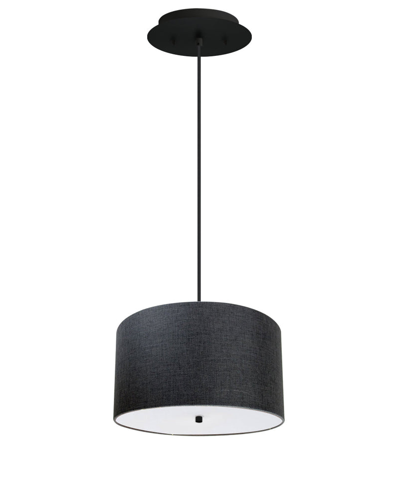 18" W 2 Light Pendant Granite Gray Shade with Diffuser, Black Cord