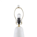 Textured Ceramic Table Lamp with Fluted Fabric Shade - White