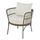 4-Piece Rattan Outdoor Patio Conversation Set with Seating Set for 5 and Coffee Table for Porch, Backyard and Garden (Brown Grey)