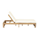 Adjustable Outdoor Chaise Lounge Patio Recliner - Beige / Light Teak by HouseOfZazla