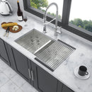 16 Gauge Undermount Double Bowl Kitchen Sink With 9" Deep Bowls - Brushed Nickel by HouseOfZazla
