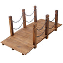 5 Ft Wooden Garden Bridge, Stained Wood Arc Footbridge with Chain Railings by HouseOfZazla