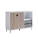 Wooden Display Rack, Cabinet With Drawer, Holds 6 Wine Glass - White / Dark Taupe by Unique Piece Furniture