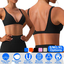 Women Deep V-Neck Sports Bras U-Shaped Back Sport Bras Padded StrappyÊCrop Open Back Low Impact Bras SexyÊFitnessÊTank Tops with Removable Pads for Gy