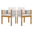 Outdoor Dining Chairs With Mix Rope Handles (Set of 2)