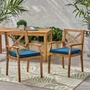 Perla Dining Chair 2pcs with Blue Cushions