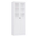 Tall Metal Kitchen Pantry Cabinet With Adjustable Shelves And Silent Magnetic Doors - White