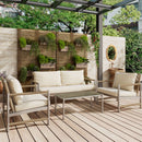 4 Pieces Patio Furniture Set, PE Rattan Wicker With Washable Cushion And Tempered Glass Tabletop, Conversation Furniture For Garden Poolside Balcony by HouseOfZazla