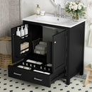 Bathroom Vanity With Single Sink, Combo Cabinet Undermount Sink, Bathroom Storage Cabinet With Two Doors And A Drawer, Soft Closing, Multifunctional Storage, Solid Wood Frame by HouseOfZazla