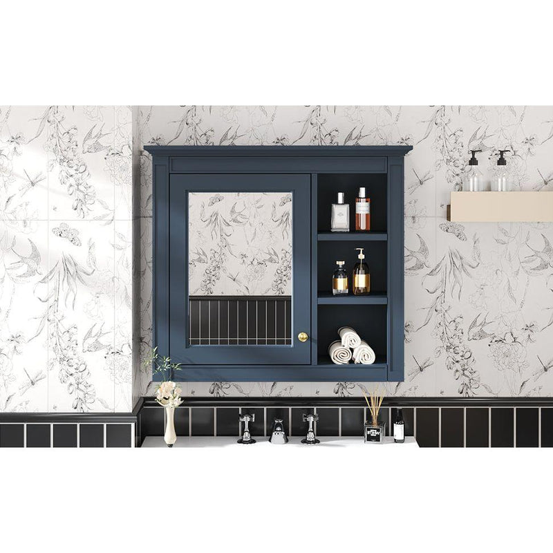 30" x 28" Medicine Cabinet, Wall Mounted Bathroom Storage Cabinet, Modern Bathroom Wall Cabinet with Mirror,Medicine Cabinet, Mirror Cabinet with 3 Open Shelves (Not Include Bathroom Vanity)