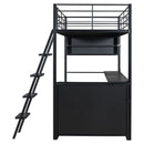 Loft Bed With LED Desk And 4 Storage Shelves