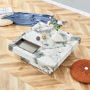 A modern and practical coffee table, black and white in imitation marble pattern, made of MDF material. The fusion of elegance and natural fashion 31.4"x 31.4"x 12 "