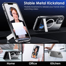 Magnetic Metal Kickstand Clear Case Shockproof Anti Yellowing Phone Cover Compatible with Magsafe Fit for IOS Phone 13 Pro Max