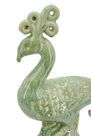 13.2x3.7x14" Ceramic Peacock Sculpture