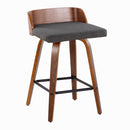 Maya - Mid Century Modern Fixed Height Counter Stool With Swivel And Square Footrest (Set of 2) by HouseOfZazla