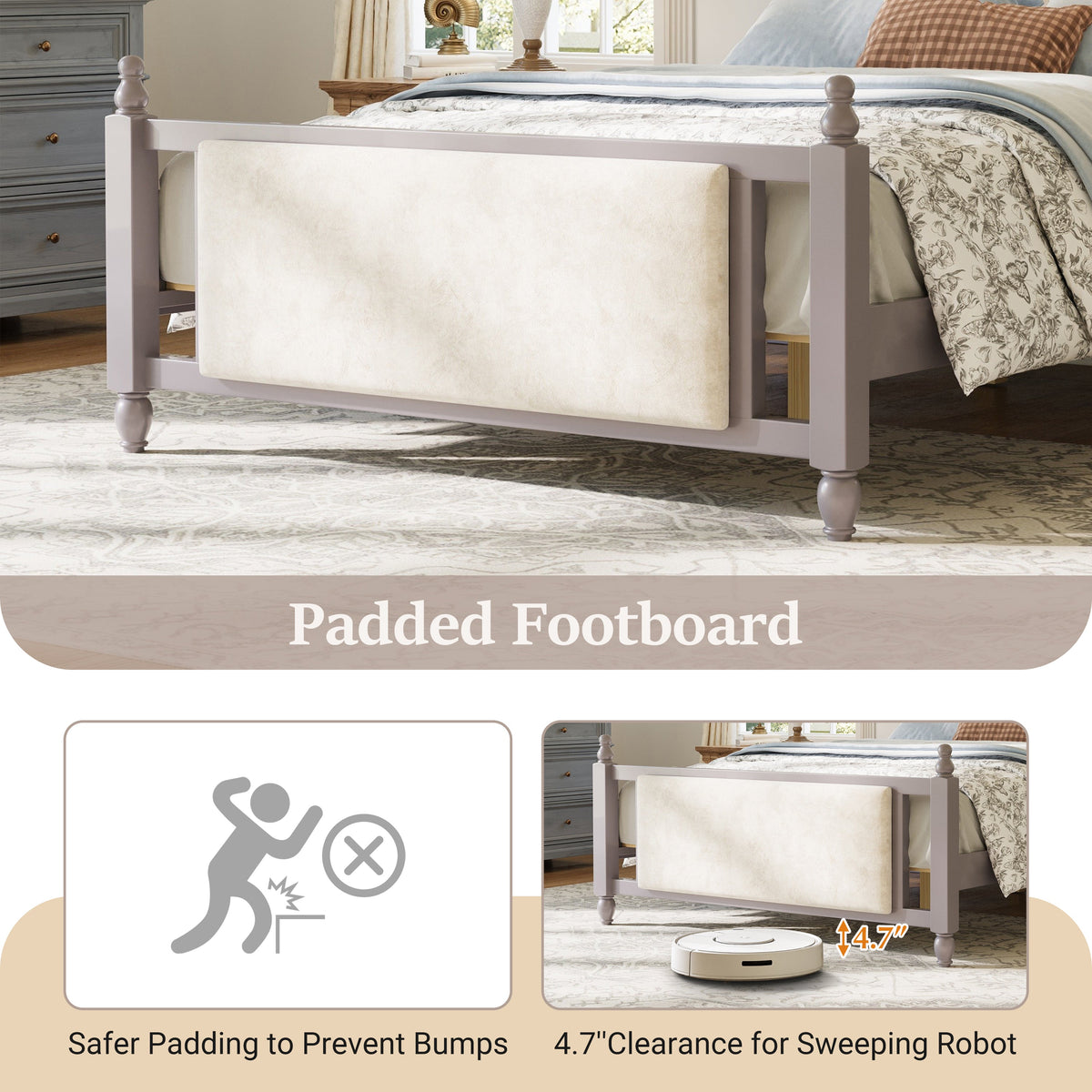 Queen Size Upholstered Platform Bed with Button Tufted Headboard, photo 7 of 10