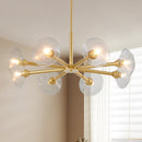 36" Modern Gold 8-Light Sputnik Chandelier with Clear Glass Shades