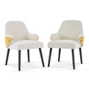 Indoor Dining Chair Set of 2 with Sturdy Frame - Beige / Yellow by HouseOfZazla