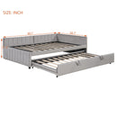 Full Size Upholstered L-Shaped Upholstered Daybed with Twin
Size Pop Up Trundle, Gray